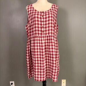PYNE & SMITH No 25 Linen Midi Dress XL St Helier Check Prairie Country Cottage